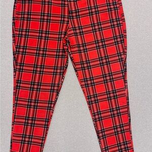 Thrill Jeans Red Plaid Skinny Stretch Plus Size Denim 5-Pocket Women's Jeans‎